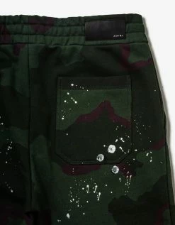 Amiri Clothing Green Camo Army Logo Sweat Pants