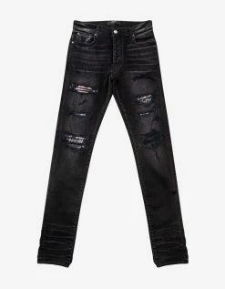 Amiri Clothing Hibiscus Artpatch Aged Black Jeans