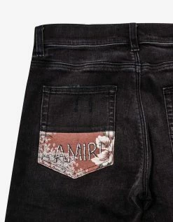 Amiri Clothing Hibiscus Artpatch Aged Black Jeans