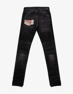 Amiri Clothing Hibiscus Artpatch Aged Black Jeans
