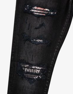Amiri Clothing Hibiscus Artpatch Aged Black Jeans