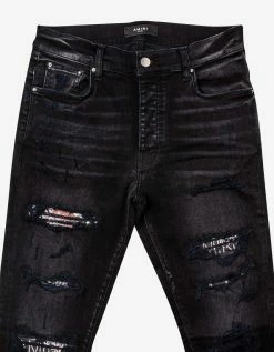 Amiri Clothing Hibiscus Artpatch Aged Black Jeans