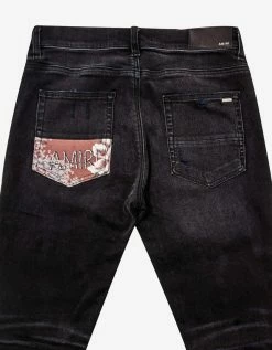 Amiri Clothing Hibiscus Artpatch Aged Black Jeans