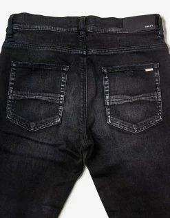 Amiri Leather Camo MX1 Aged Black Jeans