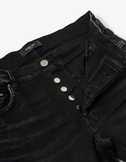 Amiri Leather Camo MX1 Aged Black Jeans