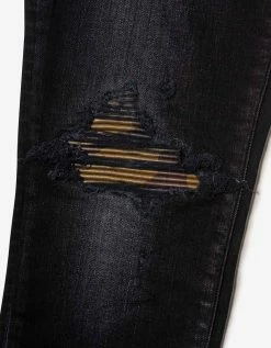 Amiri Leather Camo MX1 Aged Black Jeans