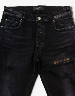 Amiri Leather Camo MX1 Aged Black Jeans