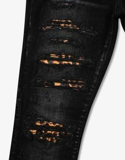 Amiri Leopard Thrasher Aged Black Jeans