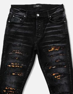 Amiri Leopard Thrasher Aged Black Jeans