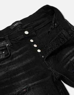 Amiri Leopard Thrasher Aged Black Jeans