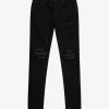 Amiri MX1 Black Leather Insert Distressed Skinny Jeans