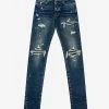 Top 10 ๐ Amiri MX1 Deep Classic Leather Insert Distressed Skinny ๐ Jeans Clothing ๐งจ 1 Amiri MX1 Deep Classic Leather Insert Distressed Skinny Jeans Clothing