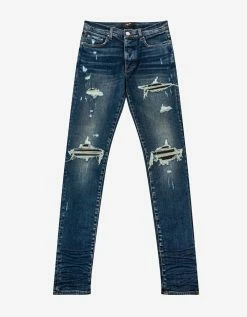 Deals Zoofashions Store 11 Amiri MX1 Deep Classic Leather Insert Distressed Skinny Jeans Clothing