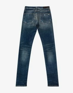 Amiri MX1 Deep Classic Leather Insert Distressed Skinny Jeans Clothing