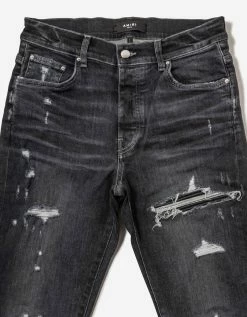 Amiri Clothing MX1 Leather Grey Jeans