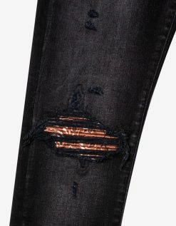 Amiri MX1 Red Bandana Aged Black Jeans Clothing