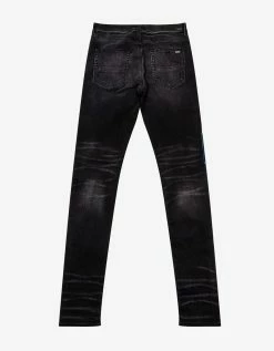 Amiri Clothing Paint Drip Logo Aged Black Jeans