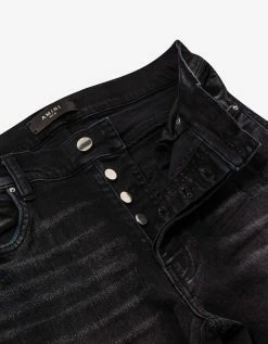Amiri Clothing Paint Drip Logo Aged Black Jeans