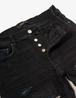 Wholesale 🎁 Amiri Plaid Thrasher Aged Black 👖 Jeans 🤩 14 Amiri Plaid Thrasher Aged Black Jeans