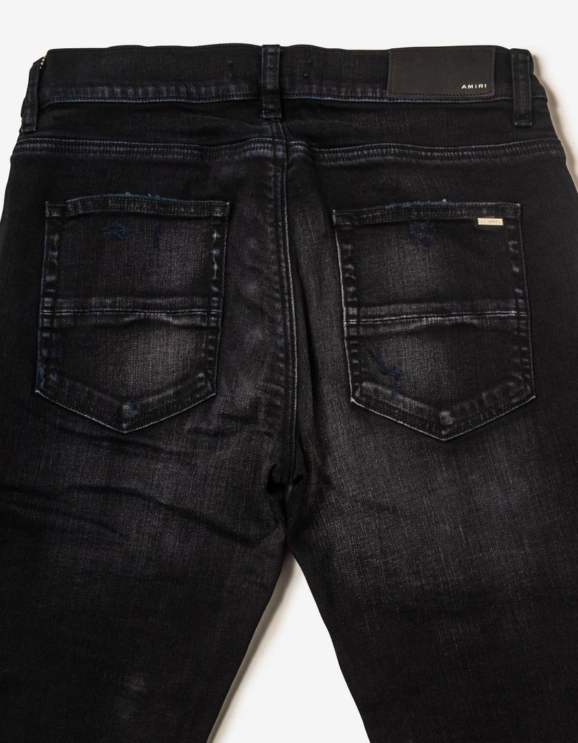 Wholesale 🎁 Amiri Plaid Thrasher Aged Black 👖 Jeans 🤩 8 Amiri Plaid Thrasher Aged Black Jeans