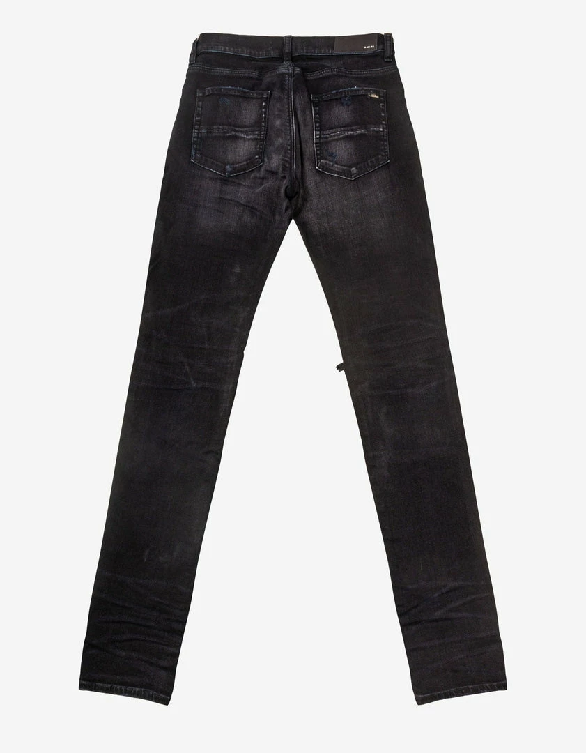 Wholesale 🎁 Amiri Plaid Thrasher Aged Black 👖 Jeans 🤩 4 Amiri Plaid Thrasher Aged Black Jeans