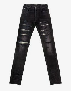 Amiri Plaid Thrasher Aged Black Jeans