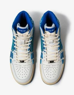 Amiri Skel Top Hi Bandana White & Blue Trainers