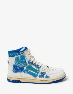 Amiri Skel Top Hi Bandana White & Blue Trainers