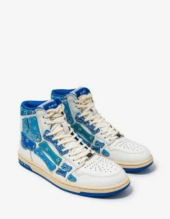 Amiri Skel Top Hi Bandana White & Blue Trainers