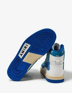 Amiri Skel Top Hi Bandana White & Blue Trainers