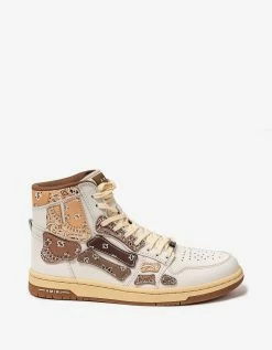 Amiri Skel Top Hi Bandana White & Brown Trainers