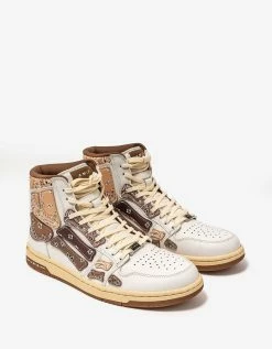 Amiri Skel Top Hi Bandana White & Brown Trainers