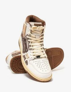 Amiri Skel Top Hi Bandana White & Brown Trainers