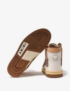 Amiri Skel Top Hi Bandana White & Brown Trainers