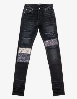 Amiri Vintage Bandana Artpatch Aged Black Jeans