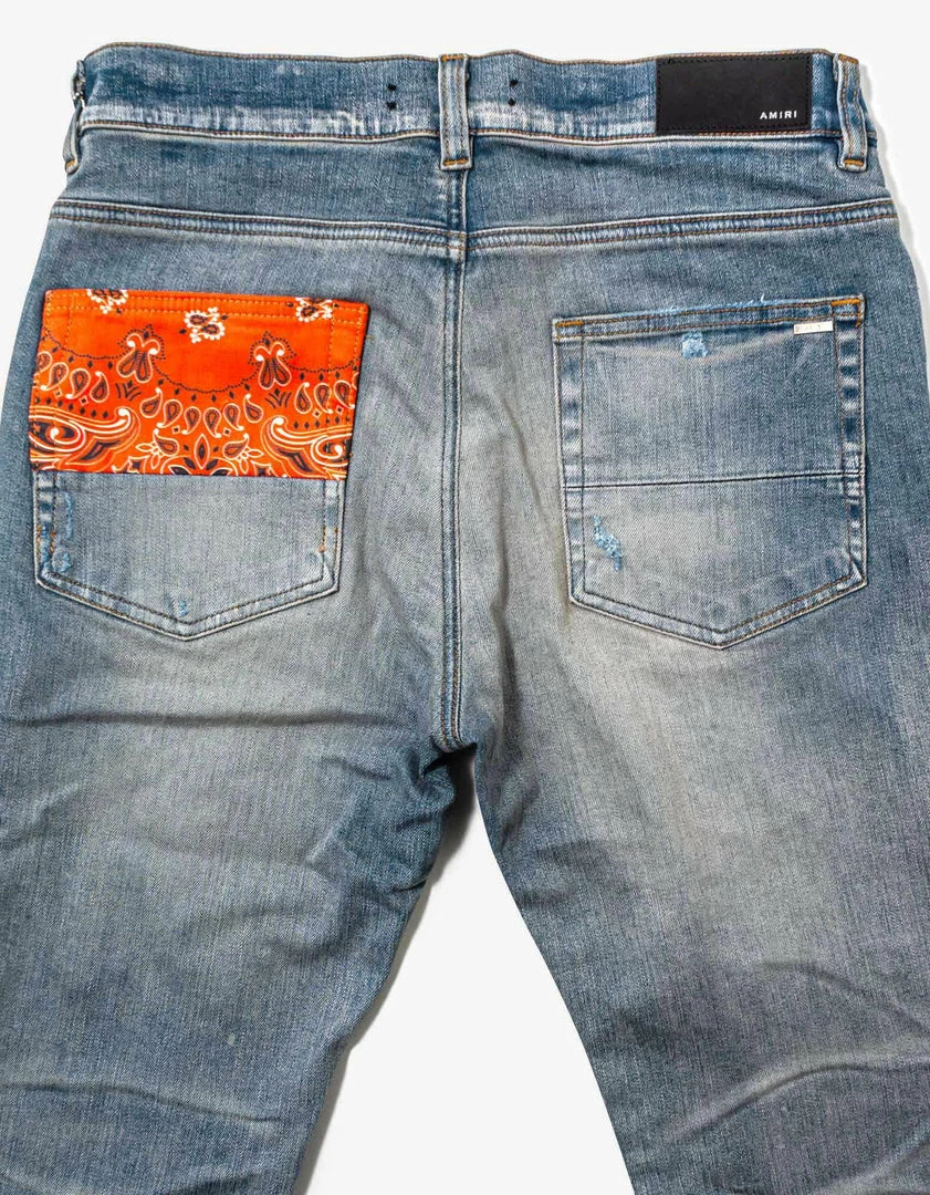 Top 10 π Amiri Vintage Bandana Artpatch Clay Indigo π Jeans Clothing π 6 Amiri Vintage Bandana Artpatch Clay Indigo Jeans Clothing