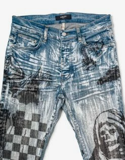 Amiri Clothing Wes Lang Blue Sketch Jeans