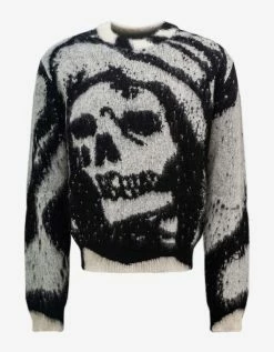 Amiri Clothing Wes Lang Grey Reaper Mohair Sweater