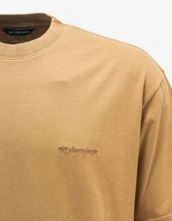 Balenciaga Beige BB Corp Embroidery Medium Fit T-Shirt Clothing