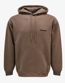 Balenciaga Beige Logo Regular Fit Hoodie Clothing