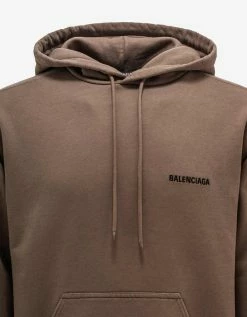 Balenciaga Beige Logo Regular Fit Hoodie Clothing