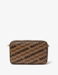 Balenciaga Beige Signature BB Monogram Medium Camera Bag Accessories