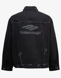 Balenciaga Black 3B Sports Large Fit Denim Jacket