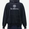 Balenciaga Black BB Be Different Patched T-Shirt Hoodie Clothing