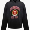 Balenciaga Black College Long Sleeve Hooded T-Shirt