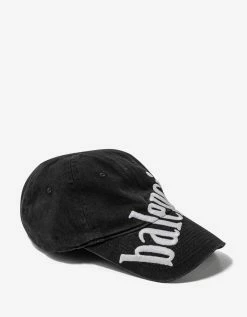 Balenciaga Black Diagonal Logo Embroidery Cap Accessories