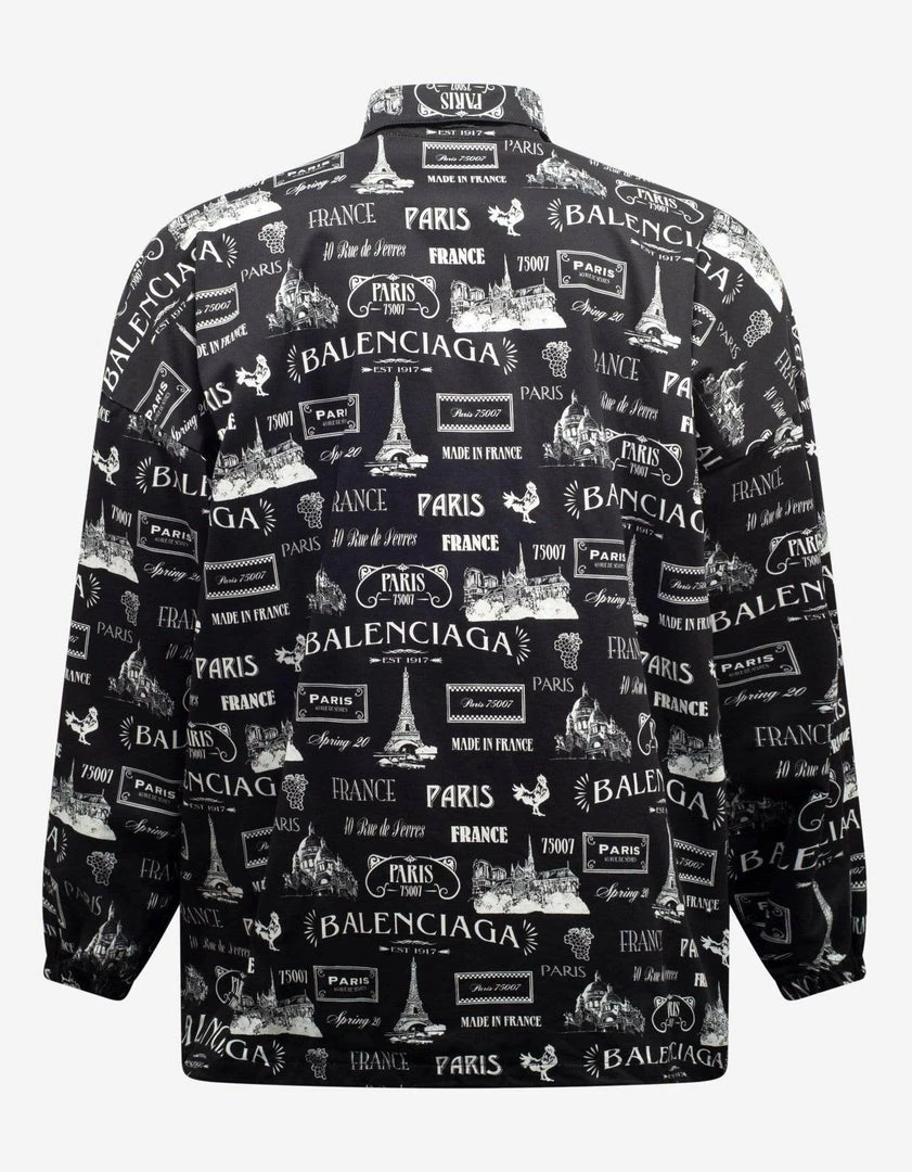 Deals 🤩 Balenciaga Black Double Sleeve Paris Resto Print Windbreaker Clothing 😀 4 Balenciaga Black Double Sleeve Paris Resto Print Windbreaker Clothing