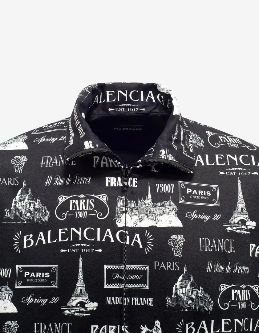 Deals 🤩 Balenciaga Black Double Sleeve Paris Resto Print Windbreaker Clothing 😀 5 Balenciaga Black Double Sleeve Paris Resto Print Windbreaker Clothing