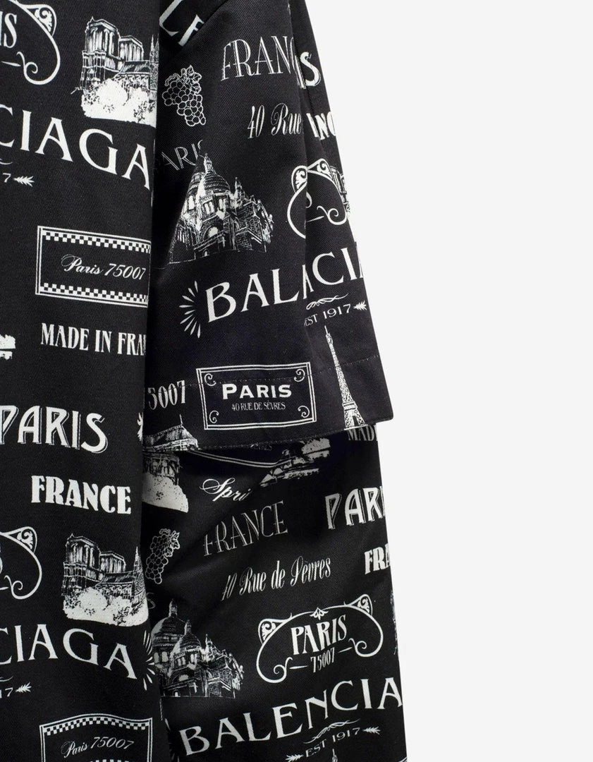 Deals 🤩 Balenciaga Black Double Sleeve Paris Resto Print Windbreaker Clothing 😀 7 Balenciaga Black Double Sleeve Paris Resto Print Windbreaker Clothing