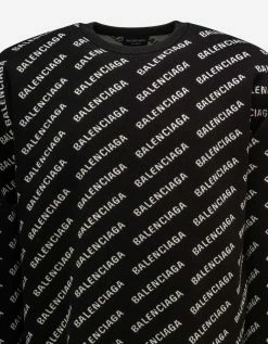 Balenciaga Black Mini Allover Logo Sweater
